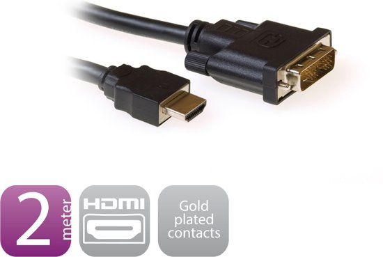 Ewent EW9860 2m HDMI DVI-D Zwart video kabel adapter