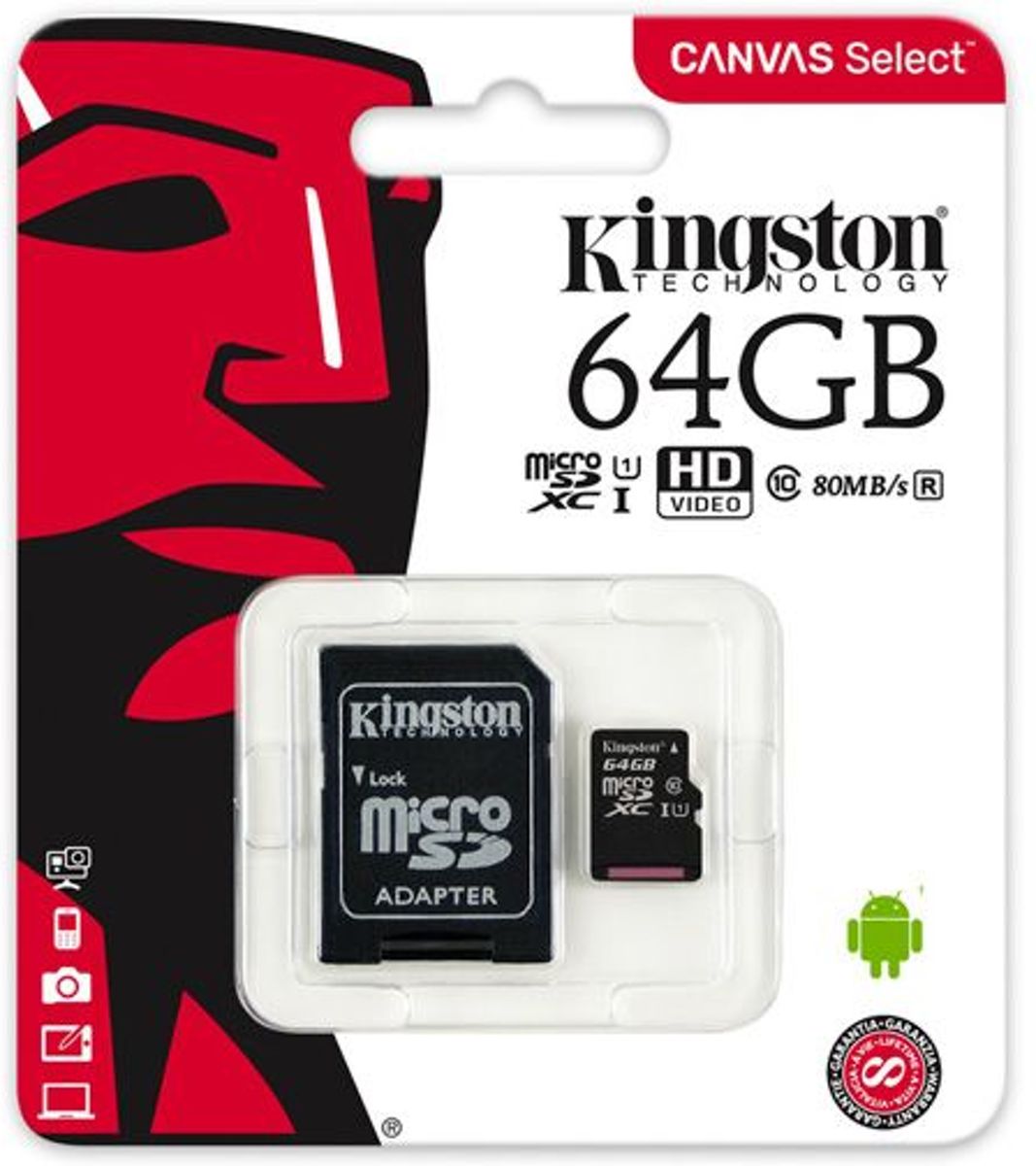 Kingston Micro SD Kaart Canvas 128 GB - Class 10 + SD Adapter