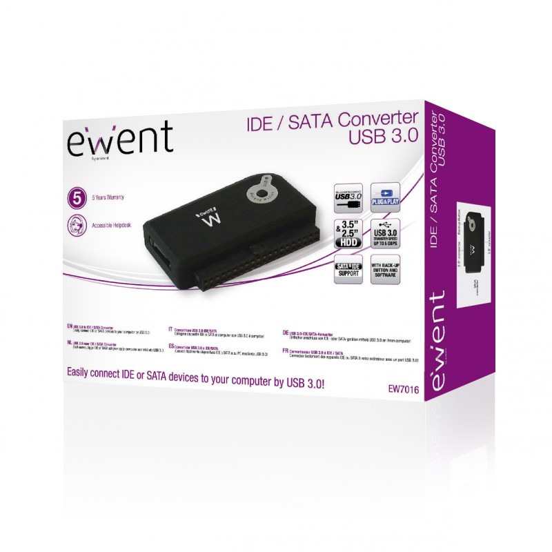 Ewent EW7016 USB 3.0 naar SATA + ATA adapter